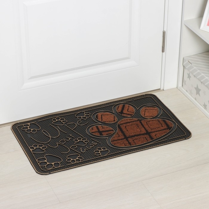 Коврик придверный Доляна &laquo;Лапка&raquo;, цвет МИКС