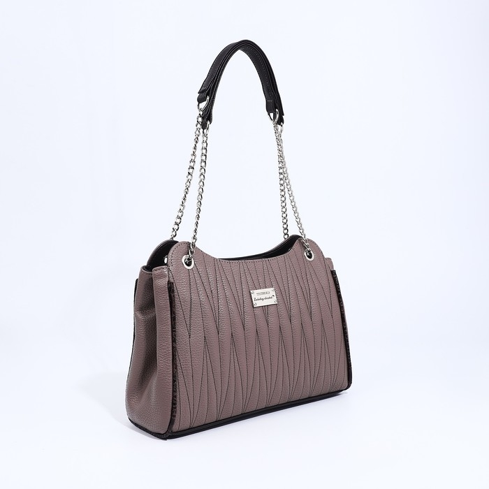 Сумка-тоут Сумка-тоут "Золотой дождь" на молнии, наружный карман, цвет пудра/коричневый