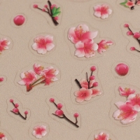 Наклейки для ногтей &laquo;Сакура&raquo;, объёмные, цвет розовый/белый