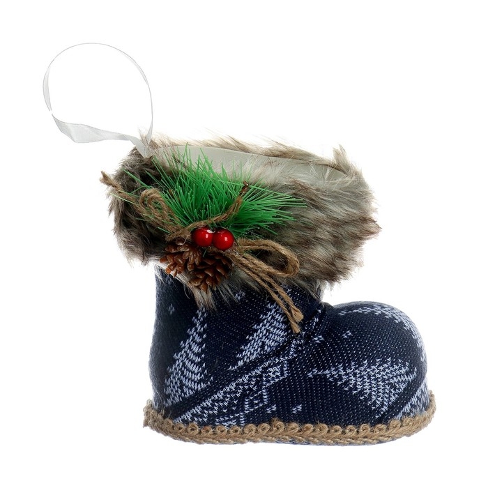 Конфетница &laquo;Сапожок&raquo;, ёлки, цвет синий