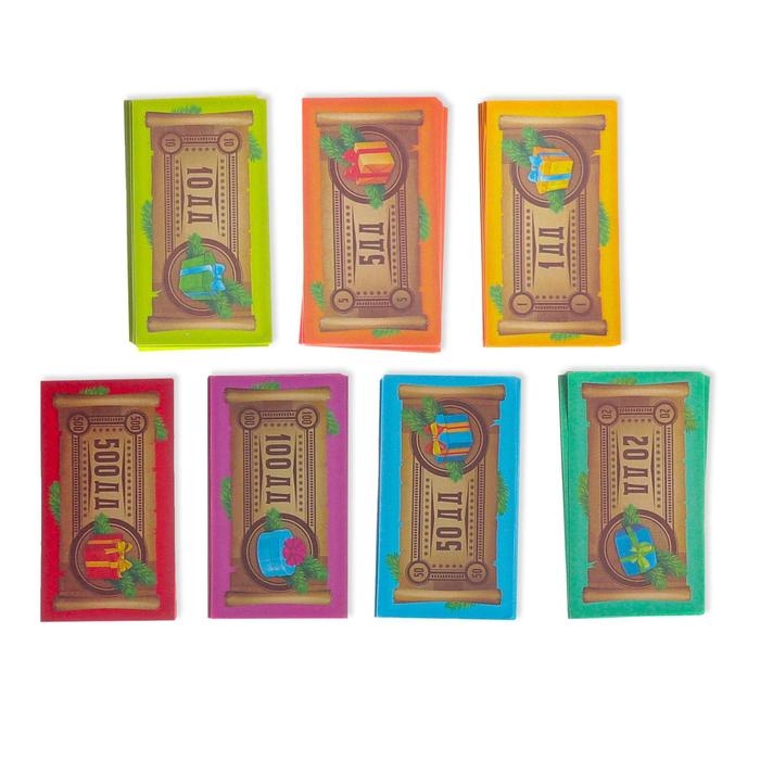 Новогодняя настольная игра &laquo;Новый год: MONEY POLYS. Фабрика Деда Мороза&raquo;, 60 карт, 44 фигурки, 6 фишек, 2 кубика, 10+