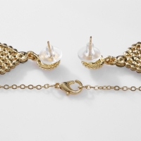 Гарнитур 2 предмета: серьги, кулон &laquo;Лотос&raquo;, цвет бело-сиреневый в золоте, 48 см