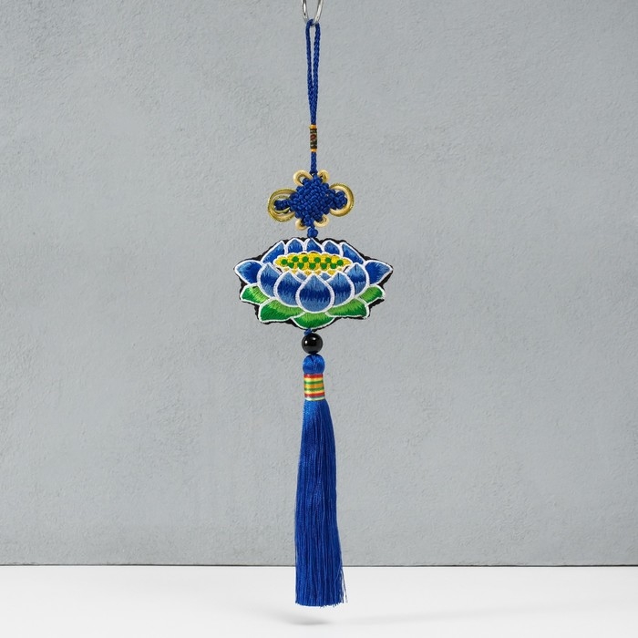 Подвеска текстиль Подвеска текстиль "Лотос" синяя 2х10х29 см