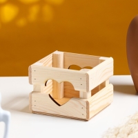 Кашпо деревянное 12×11×9 см "Однушка Лайт", двухреечное, сердце, натуральный Дарим Красиво Кашпо деревянное 12×11×9 см "Однушка Лайт", двухреечное, сердце, натуральный Дарим Красиво