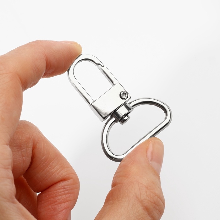 Карабин металлический, 42&times;30 мм / 25&times;2.5 мм, 5 шт., цвет серебряный