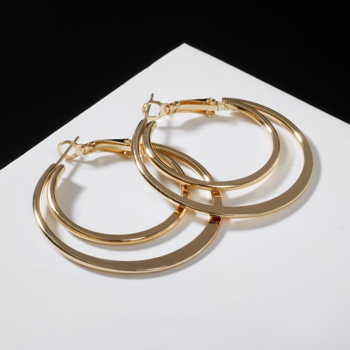 Серьги-кольца &laquo;Карма&raquo; двойной круг, цвет золото, d=4