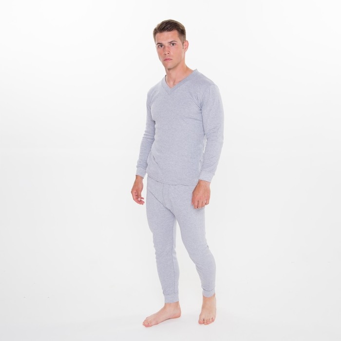 Комплект термо мужской (фуфайка, кальсоны) цвет серый меланж, р-р 50-52