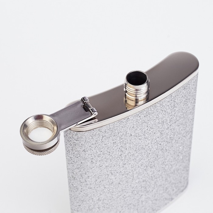 Подарочный набор 4 в 1: фляжка 240 мл, 2 стопки, воронка, серебро