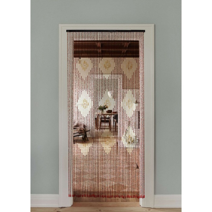 Занавеска декоративная деревянная, 90×190 см, 52 нити, цвет МИКС Занавеска декоративная деревянная, 90×190 см, 52 нити, цвет МИКС