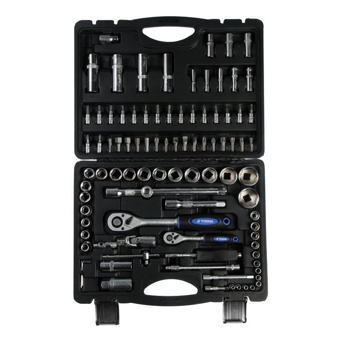 Набор инструментов в кейсе ТУНДРА, автомобильный, CrV, 1/2 Набор инструментов в кейсе ТУНДРА, автомобильный, CrV, 1/2" и 1/4", 94 предмета