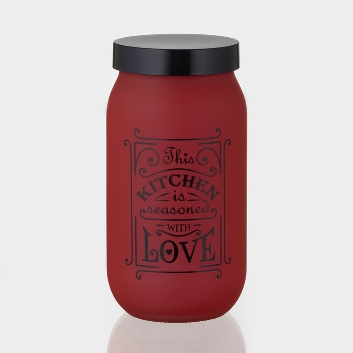 Банка стеклянная для сыпучих продуктов &laquo;Любовь на кухне&raquo;, 1 л, цвет красный