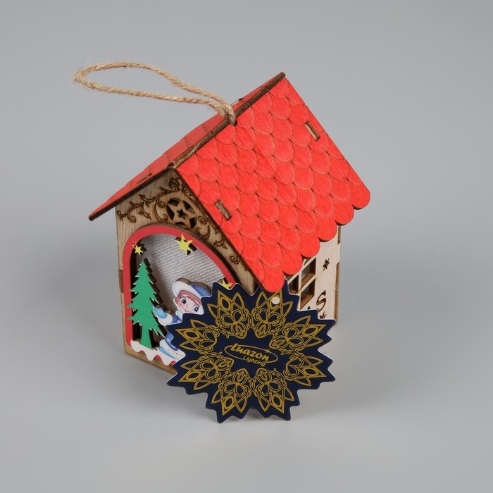 Ёлочная игрушка &laquo;Домик со Снегурочкой&raquo;, от батареек, свечение тёплое белое
