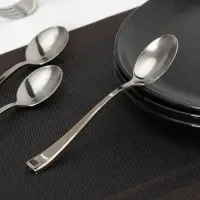 Ложка одноразовая, пластик,17.5 см, столовая, серебристая