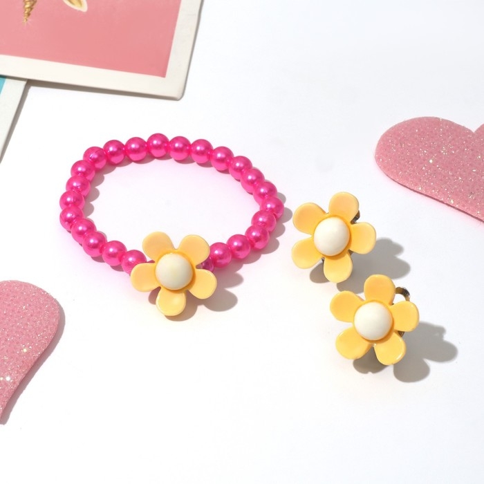 Набор детский &laquo;Выбражулька&raquo; 2 предмета: клипсы, браслет, лютики, цвет МИКС