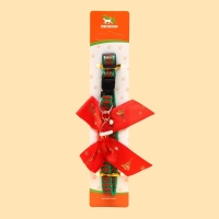 Ошейник + бант + новогодний подвес "Шарики", 30 х 1 см, капрон, зелёный