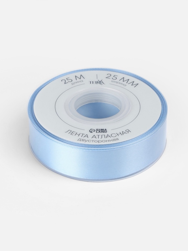 Лента атласная двухсторонняя №332 25мм*25±1м небесно-голубой TR Лента атласная двухсторонняя №332 25мм*25±1м небесно-голубой TR
