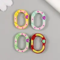 Карабин металл "Овал. Сердечко и горошины" МИКС 2,7х2 см