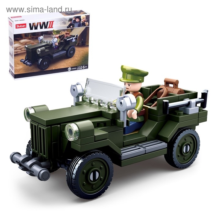 Конструктор Армия ВОВ &laquo;Военный джип&raquo;, 112 деталей
