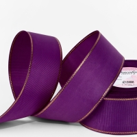 Лента репсовая 40мм*25&plusmn;1ярд(23м&plusmn;1м) золотые нити №046 фиолетовый АУ