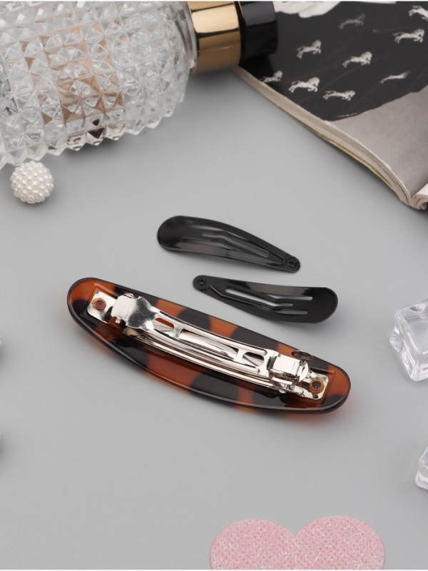 Набор для волос "Авиталь" (4 резинки 6,5см, автомат 8см, 2 невидимки 4,5 см) чёрн коричн