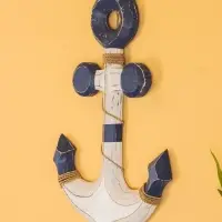 Декор интерьерный "Якорь" дерево 23х2х40 см, цв. бело-синий