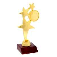 Наградная фигура &laquo;Три звезды&raquo;, подставка пластик красная, 15 х 7 х 6 см.