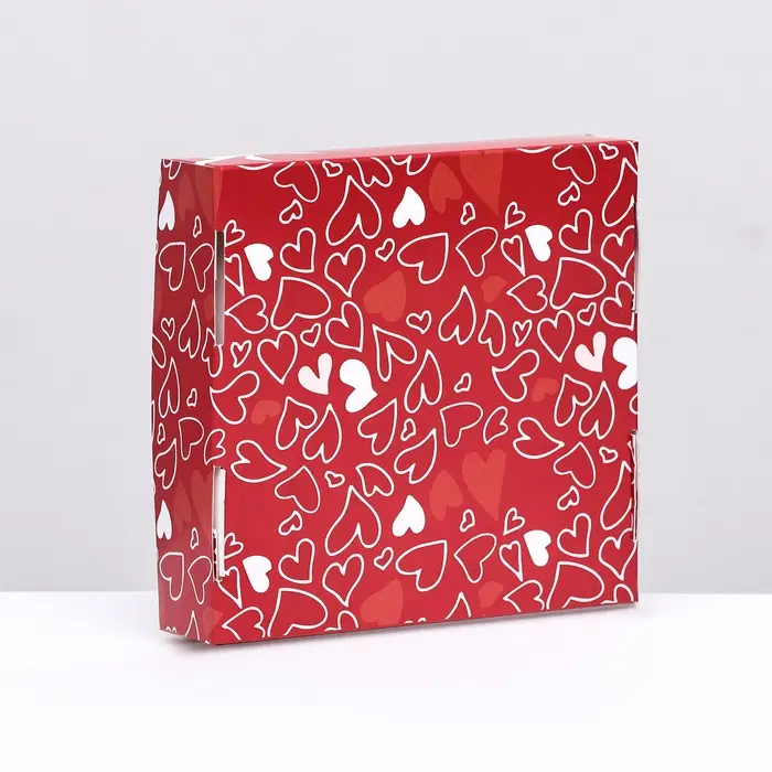 Подарочная коробка с окном, красная &laquo;с праздником&raquo; 11.5&times;11.5&times;3 см