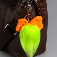 Пушистик на кольце "Чучундра с бантиком" салатовая 18х10х5 см