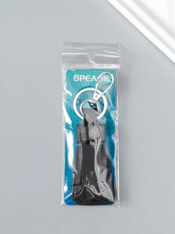 Брелок под нанесение кожзам, металл размер окна 3,7х1,7 см, чёрный матовый 13х4х0,7 см