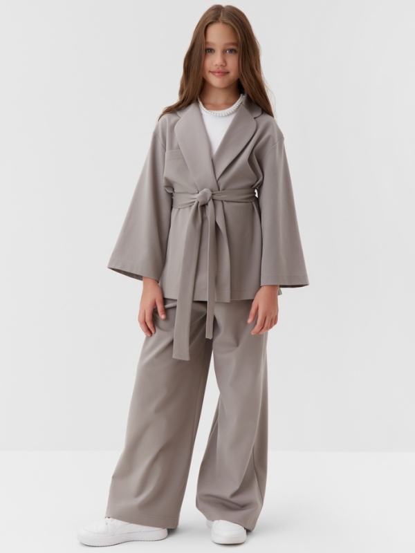 Комплект для девочки (жакет и брюки) MINAKU: PartyDress, цвет серый, рост 140 см