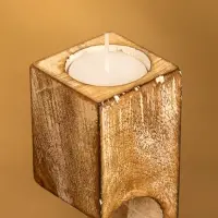 Подсвечник "Сердце" (набор 2 шт), 11х5,5х26 см, дерево шишам