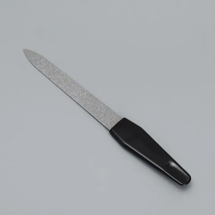 Пилка металлическая для ногтей, 12 см, чёрная, цвет серебристый