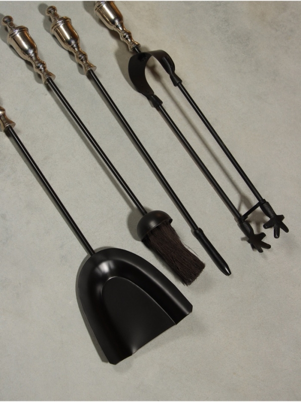 Каминный набор "Вьюга" сталь, 4 предмета, 13х13х61 см