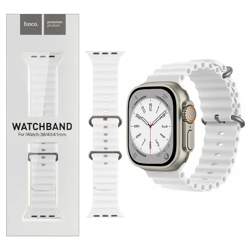 Ремешок для Apl watch 38/40/41mm Watchband WA12 Or. series marine double silicone white HOCO