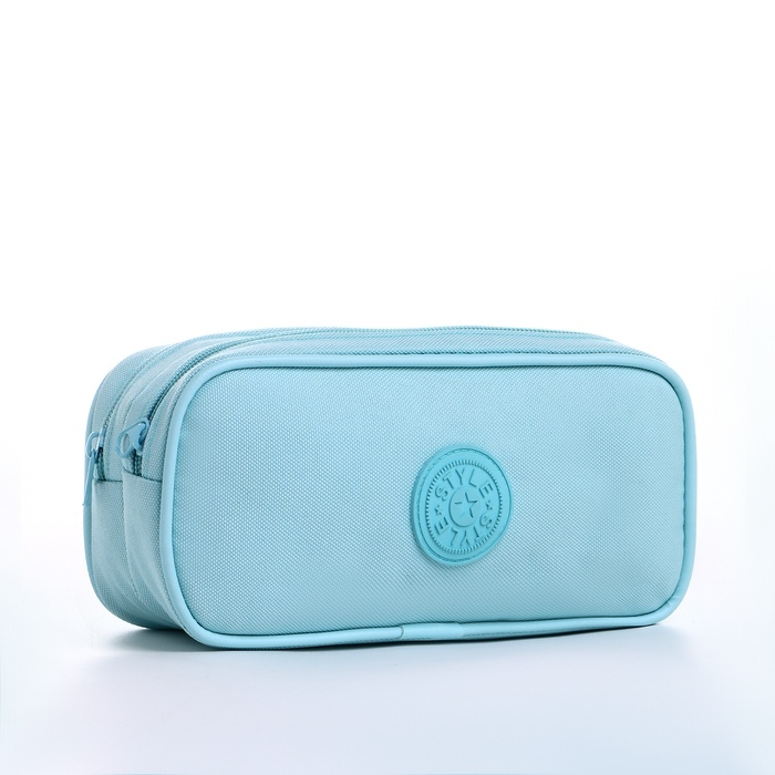 Косметичка-пенал, 2 отдела на молниях, цвет голубой Косметичка-пенал, 2 отдела на молниях, цвет голубой