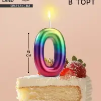 Свеча в торт &laquo;Цифра 0&raquo;, 6 см