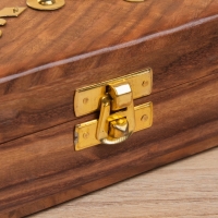 Шкатулка "Лилия" 20х8х5 см, дерево шишам, латунь