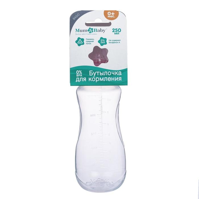 Бутылочка для кормления, классическое горло, приталенная, 250 мл., от 3 мес., цвет красный Бутылочка для кормления, классическое горло, приталенная, 250 мл., от 3 мес., цвет красный