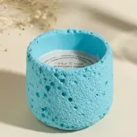 Свеча в вулканическом подсвечнике "Лава" голубая 8,5х8,5х7,5 см