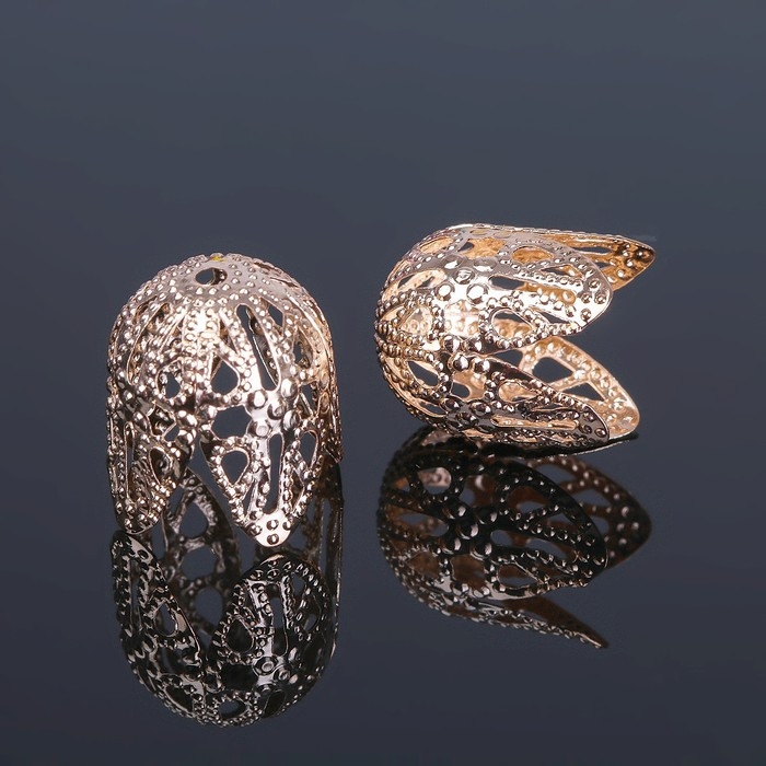 Шапочки для бусин (набор 10 шт.), СМ-051-1, 16×15 мм, цвет золото Шапочки для бусин (набор 10 шт.), СМ-051-1, 16×15 мм, цвет золото