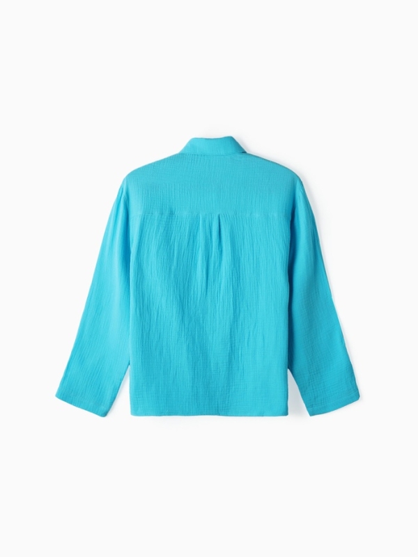 Рубашка из муслина для девочек KAFTAN рост 158, голубой