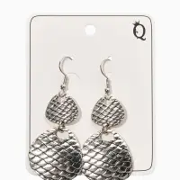 Серьги метал "Аутентичность" диски, чешуя, цвет чернёное серебро