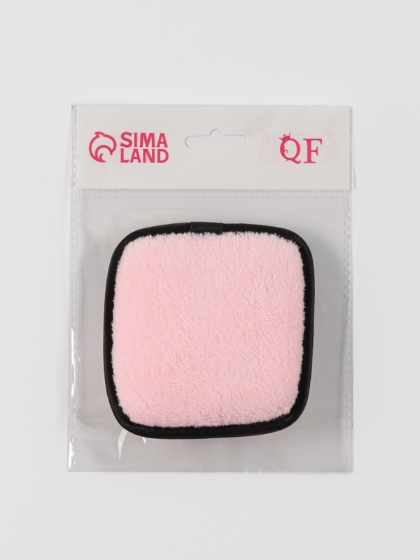 Спонж д/умывания полиэстер квадрат с подвесом 10,5*1,5см розовый пакет QF