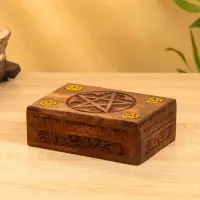 Шкатулка резная "Пента" 18х13х6 см, дерево шишам