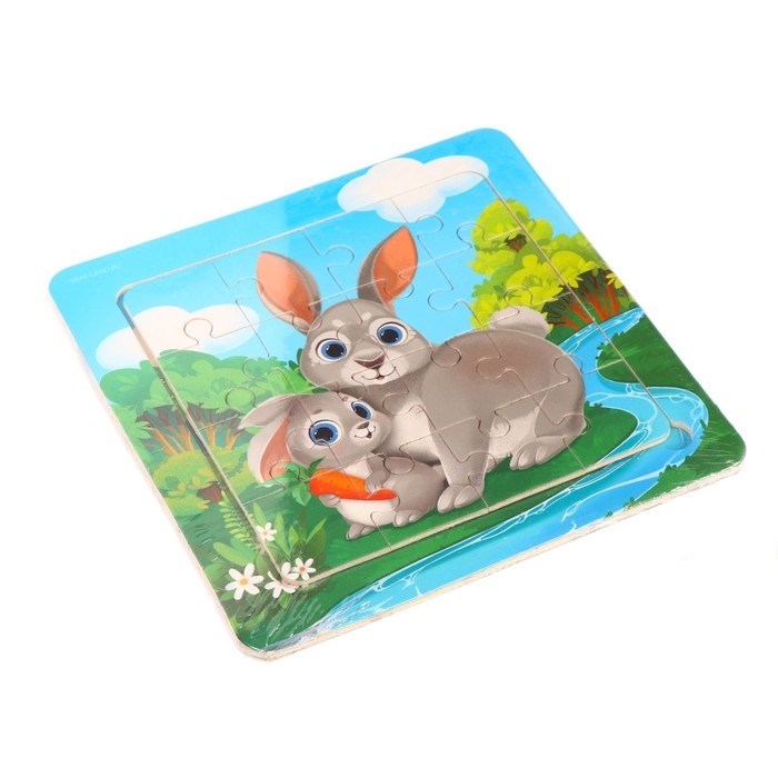 Пазлы &laquo;Милые зайчата&raquo;, 16 элементов, 14&times;14 см