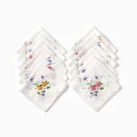 Платки носовые женские Экономь и Я "Полянка" 30*30 см, (набор 12 шт), рис. МИКС,100% пэ