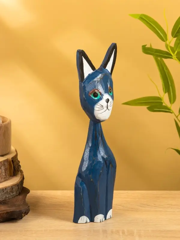 Сувенир интерьерный "Кошачья семья" (набор 3 шт: 30,25 и 20 см) дерево, цв. синий