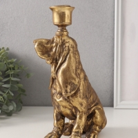 Подсвечник полистоун на 1 свечу "Спаниель" золото 14,5х9х24 см