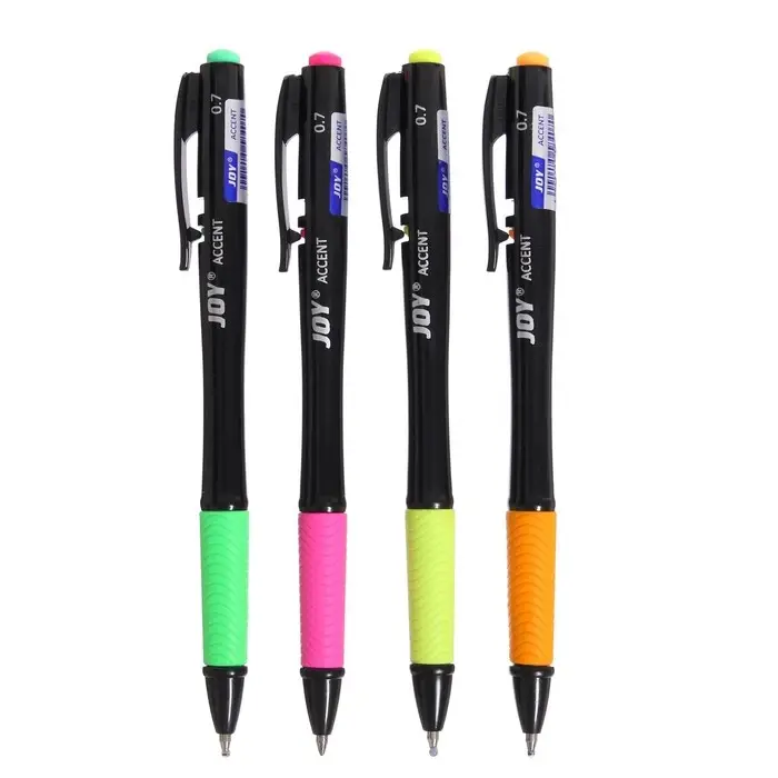 Ручка шариковая автоматическая ErichKrause JOY Accent, Ultra Glide, узел 0,7 мм, резиновый упор, супер-мягкое письмо, цвет чернил синий, МИКС