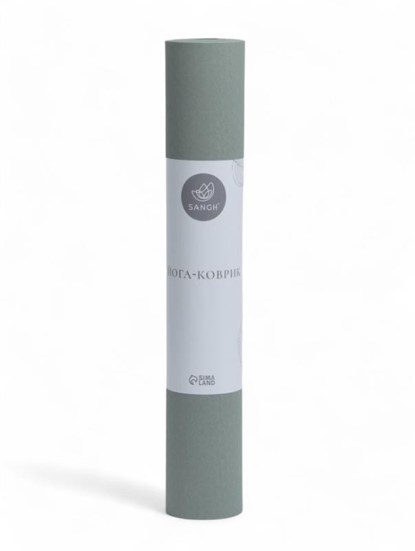 Коврик для йоги и фитнеса Sangh, 183х61х0,4 см цвет оливковый/темно-зеленый
